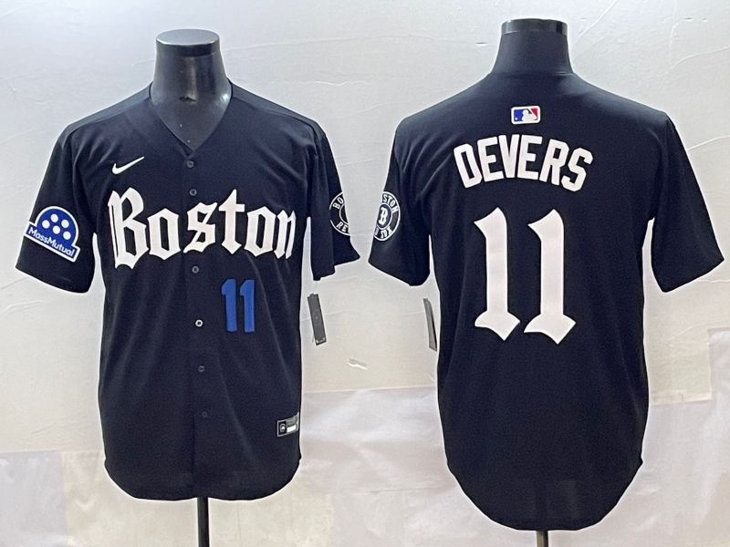 Men 2025 Boston Red Sox 11 Devers Black Five generations Joint Name Nike MLB Jersey style 13
